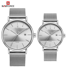 Load image into Gallery viewer, Newest Lover's Watches NAVIFORCE Quartz Simple Clock Men Women Waterproof Full Steel Couple Wristwatches Relogio Masculino 2019