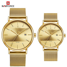Load image into Gallery viewer, Newest Lover's Watches NAVIFORCE Quartz Simple Clock Men Women Waterproof Full Steel Couple Wristwatches Relogio Masculino 2019