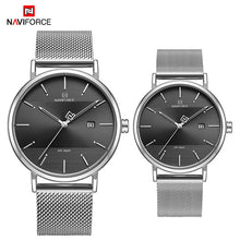 Load image into Gallery viewer, Newest Lover's Watches NAVIFORCE Quartz Simple Clock Men Women Waterproof Full Steel Couple Wristwatches Relogio Masculino 2019