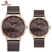 Load image into Gallery viewer, Newest Lover's Watches NAVIFORCE Quartz Simple Clock Men Women Waterproof Full Steel Couple Wristwatches Relogio Masculino 2019