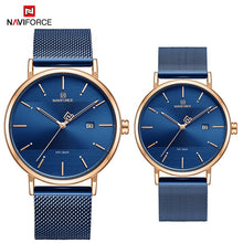Load image into Gallery viewer, Newest Lover's Watches NAVIFORCE Quartz Simple Clock Men Women Waterproof Full Steel Couple Wristwatches Relogio Masculino 2019