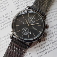 Load image into Gallery viewer, 2019 quality men BOSS wristwatch 43mm steel Mesh Watches Men's quartz waterproof watch mens designer watches Luxury Mens Watches