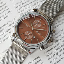 Load image into Gallery viewer, 2019 quality men BOSS wristwatch 43mm steel Mesh Watches Men's quartz waterproof watch mens designer watches Luxury Mens Watches