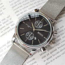 Load image into Gallery viewer, 2019 quality men BOSS wristwatch 43mm steel Mesh Watches Men's quartz waterproof watch mens designer watches Luxury Mens Watches