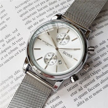 Load image into Gallery viewer, 2019 quality men BOSS wristwatch 43mm steel Mesh Watches Men's quartz waterproof watch mens designer watches Luxury Mens Watches