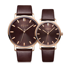 Load image into Gallery viewer, Classic Men's Watch Women's Watch Japan Quartz Couple Hours Fashion Real Leather Bracelet Lover's Birthday Gift Julius Box