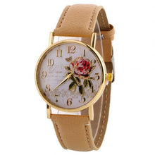 Load image into Gallery viewer, Women's Watches Quartz Wristwatches Arabic Number Rose Flower Round Dial Faux Leather Band Quartz Wrist Watch New