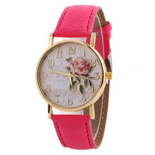 Load image into Gallery viewer, Women's Watches Quartz Wristwatches Arabic Number Rose Flower Round Dial Faux Leather Band Quartz Wrist Watch New