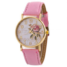 Load image into Gallery viewer, Women's Watches Quartz Wristwatches Arabic Number Rose Flower Round Dial Faux Leather Band Quartz Wrist Watch New