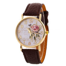 Load image into Gallery viewer, Women's Watches Quartz Wristwatches Arabic Number Rose Flower Round Dial Faux Leather Band Quartz Wrist Watch New
