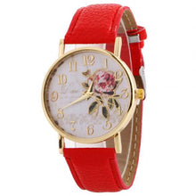Load image into Gallery viewer, Women's Watches Quartz Wristwatches Arabic Number Rose Flower Round Dial Faux Leather Band Quartz Wrist Watch New