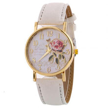 Load image into Gallery viewer, Women's Watches Quartz Wristwatches Arabic Number Rose Flower Round Dial Faux Leather Band Quartz Wrist Watch New