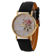 Load image into Gallery viewer, Women's Watches Quartz Wristwatches Arabic Number Rose Flower Round Dial Faux Leather Band Quartz Wrist Watch New