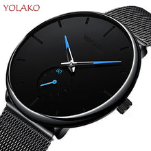 Load image into Gallery viewer, Business Men's Watch Creative Blue Pointer Mesh Belt Ultra-thin Quartz Sports And Leisure Watch Clock Men Gift Relogio Masculino