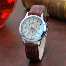 Load image into Gallery viewer, Top Brand Fashion Featured Quartz Watch  Three Eyes Watch Quartz Men's Watch Leather Belt Men's Black White Glass Belt Men
