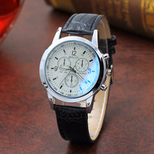 Load image into Gallery viewer, Top Brand Fashion Featured Quartz Watch  Three Eyes Watch Quartz Men's Watch Leather Belt Men's Black White Glass Belt Men
