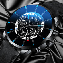 Load image into Gallery viewer, Trendy Men's Watch Leather Quartz Personality Creative Three eyed Blue Pointer Wrist Watch Male Business Simple Exquisite Clock