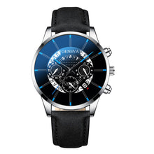 Load image into Gallery viewer, Trendy Men's Watch Leather Quartz Personality Creative Three eyed Blue Pointer Wrist Watch Male Business Simple Exquisite Clock