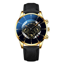Load image into Gallery viewer, Trendy Men's Watch Leather Quartz Personality Creative Three eyed Blue Pointer Wrist Watch Male Business Simple Exquisite Clock