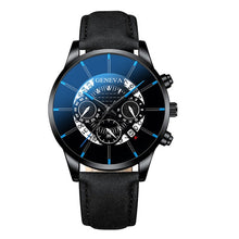 Load image into Gallery viewer, Trendy Men's Watch Leather Quartz Personality Creative Three eyed Blue Pointer Wrist Watch Male Business Simple Exquisite Clock