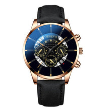 Load image into Gallery viewer, Trendy Men's Watch Leather Quartz Personality Creative Three eyed Blue Pointer Wrist Watch Male Business Simple Exquisite Clock