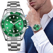 Load image into Gallery viewer, Luxury Men's Watch Stainless Steel Waterproof Clock Male Quartz Calendar Wristwatches Fashion Sport Green Dial Watch reloj hombr