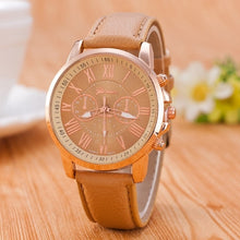 Load image into Gallery viewer, Genuine Women's Roman Numerals watches women clock Luxury Fashion Leather Band Analog Quartz Round Wrist Watches Montre Femme