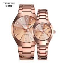 Load image into Gallery viewer, Couple Watch Men and Women Rose Gold Quartz Watch Classic Unisex Stainless Steel Lover's Wrist Watches Christmas Valentine Gifts